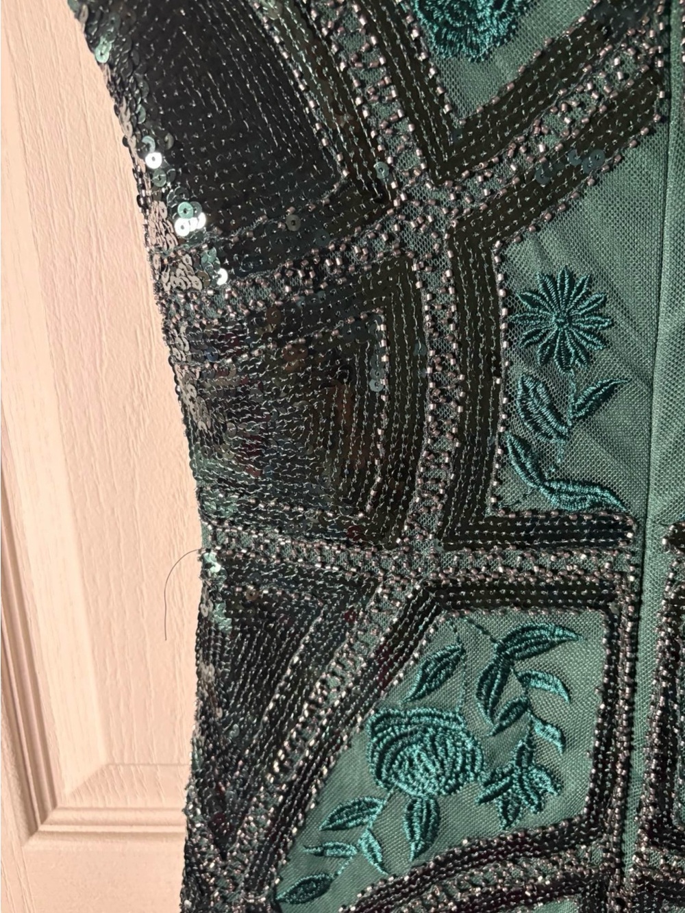 Lulu emerald flowers beaded dress - Picture 10 of 10
